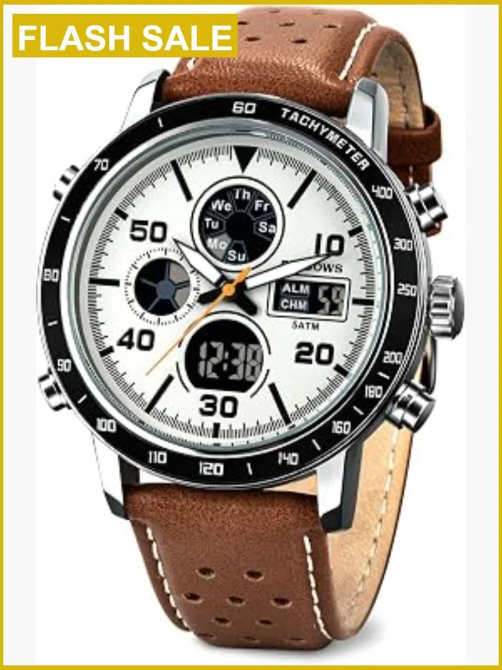 Men's Multifunction Analog Digital Watch Dual Time Display LED